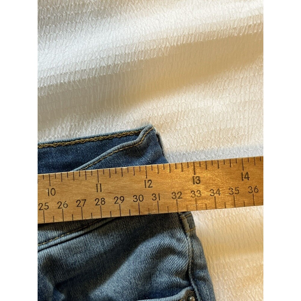 Free People Reagan Raw Hem Jeans Size 25 Blue Exposed Button Fly Skinny Fit - Picture 6 of 8